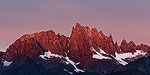 Alpenglow on the Minarets at sunrise.  Mammoth Lakes, CA.