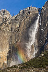 A rainbow in the mist of Upper Yosemite Falls.  Yosemite National Park, CA.