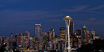 Downtown Seattle at twilight.